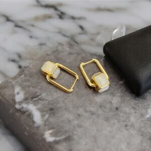 NWT 18K yellow gold plated square drop earrings jewelry B19A